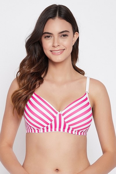 Buy SHYAWAY Women's Padded Underwired Bra Polka Print, Full Coverage Pink &  White Color T-Shirt Padded Bra, Full Support for All Day Comfort. at