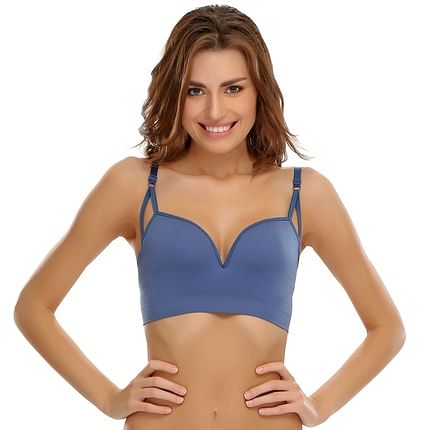 Buy Sexy Seamless Push-Up Sports Bra in Midnight Blue Color Online India,  Best Prices, COD - Clovia