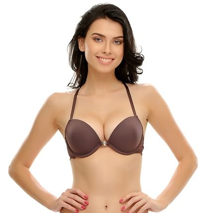 Buy Front Open Push-Up Bra in Brown Color with Sexy Back Online India, Best  Prices, COD - Clovia
