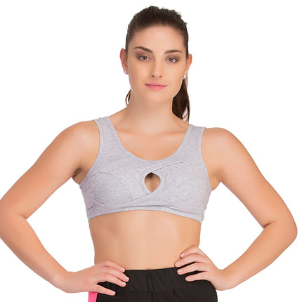 Buy Grey Cotton Spandex Sports Bra With Breathable Cups Online India, Best  Prices, COD - Clovia - BR0567P01