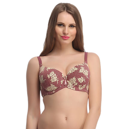 Buy Full Cup Padded Bra In Maroon With Detachable Straps Online