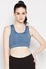 Buy Medium Impact Padded Sports Bra in Stone Blue with Racerback Online  India, Best Prices, COD - Clovia - BRS046P03