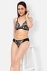 Buy Non-Padded Non-Wired Demi Cup Plunge Bra & Low Waist Bikini Panty in  Black - Lace Online India, Best Prices, COD - Clovia - BP1477P13