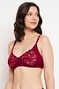 Buy andra Women's Stretchable Lace Plus Size Full Coverage Non-Wired  Non-Padded Bra, Maroon C Cup, Size 32C - Camy at