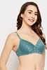 Buy Padded Non-Wired Full Cup Self-Patterned Multiway Bra in Turquoise Blue  - Lace Online India, Best Prices, COD - Clovia - BR1000A35