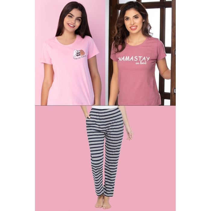 

Clovia 3 Pc Nightwear Set - LSC124D99, Assorted