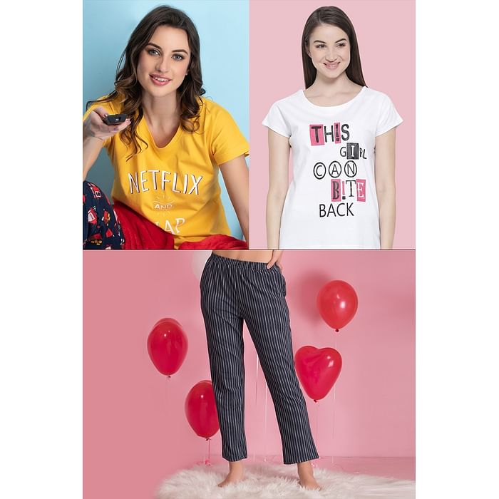 

Clovia 3 Pc Nightwear Set - LSC132A99, Assorted