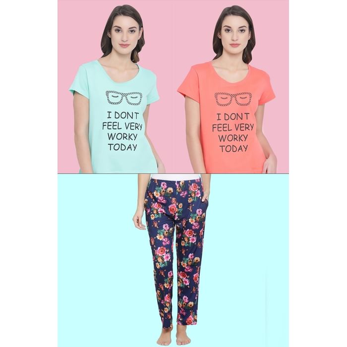 

Clovia 3 Pc Nightwear Set - LSC126C99, Assorted