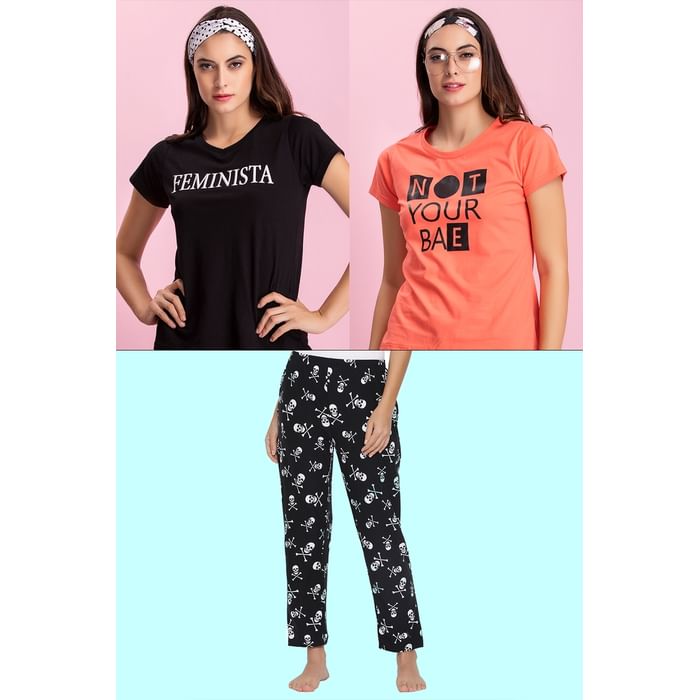 

Clovia 3 Pc Nightwear Set - LSC126D99, Assorted