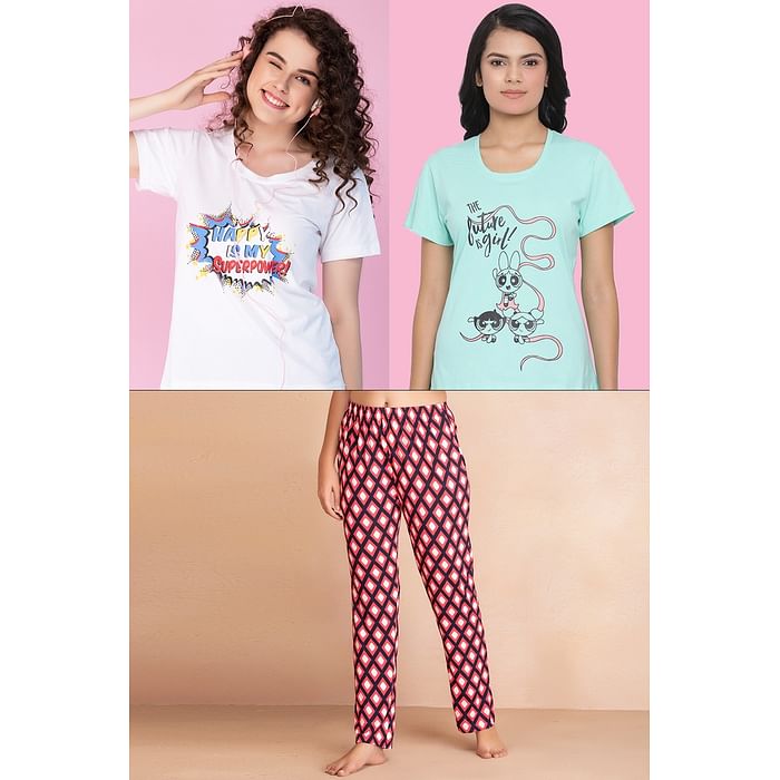 

Clovia 3 Pc Nightwear Set - LSC124E99, Assorted