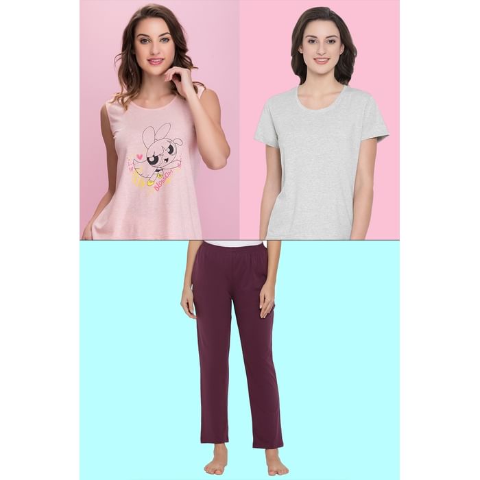 

Clovia 3 Pc Nightwear Set - LSC130P99, Assorted