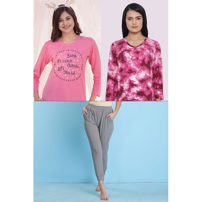 

Clovia 3 Pc Nightwear Set - LSC133P99, Assorted