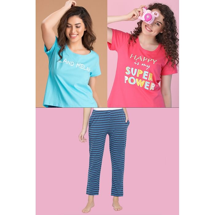 

Clovia 3 Pc Nightwear Set - LSC126P99, Assorted
