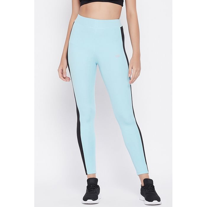 

Clovia Snug Fit High-Rise Active Tights in Sky Blue - AB0029A03