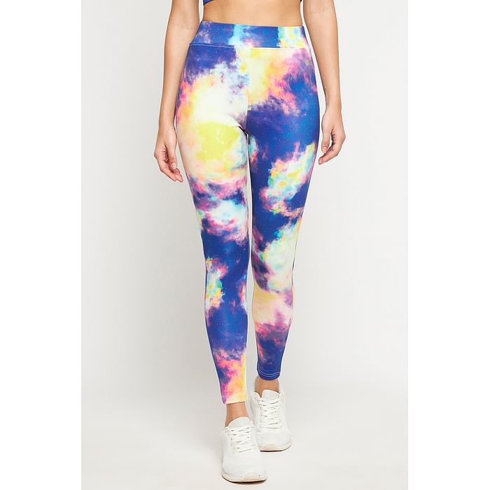 

Clovia Snug Fit Ankle-Length High-Rise Marble Print Active Tights in Multicolour - AB0042A19