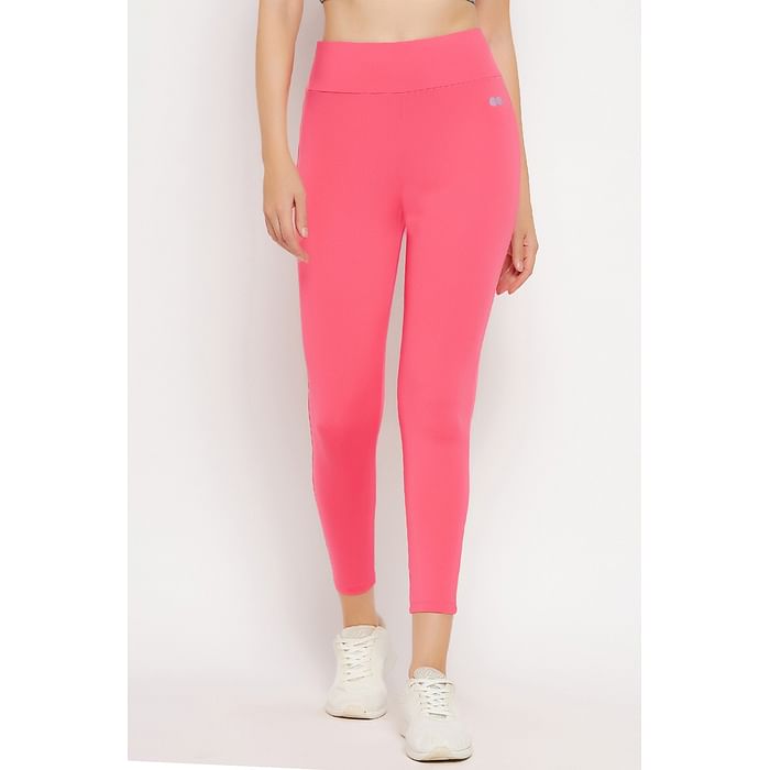 

Clovia Snug Fit High-Rise Active Tights in Rose Pink - AB0042B22, Light pink