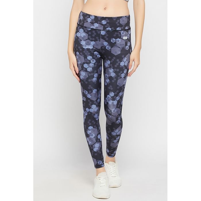 

Clovia Snug Fit Low-Rise Geometric Print Active Tights in Dark Grey - AB0042E05