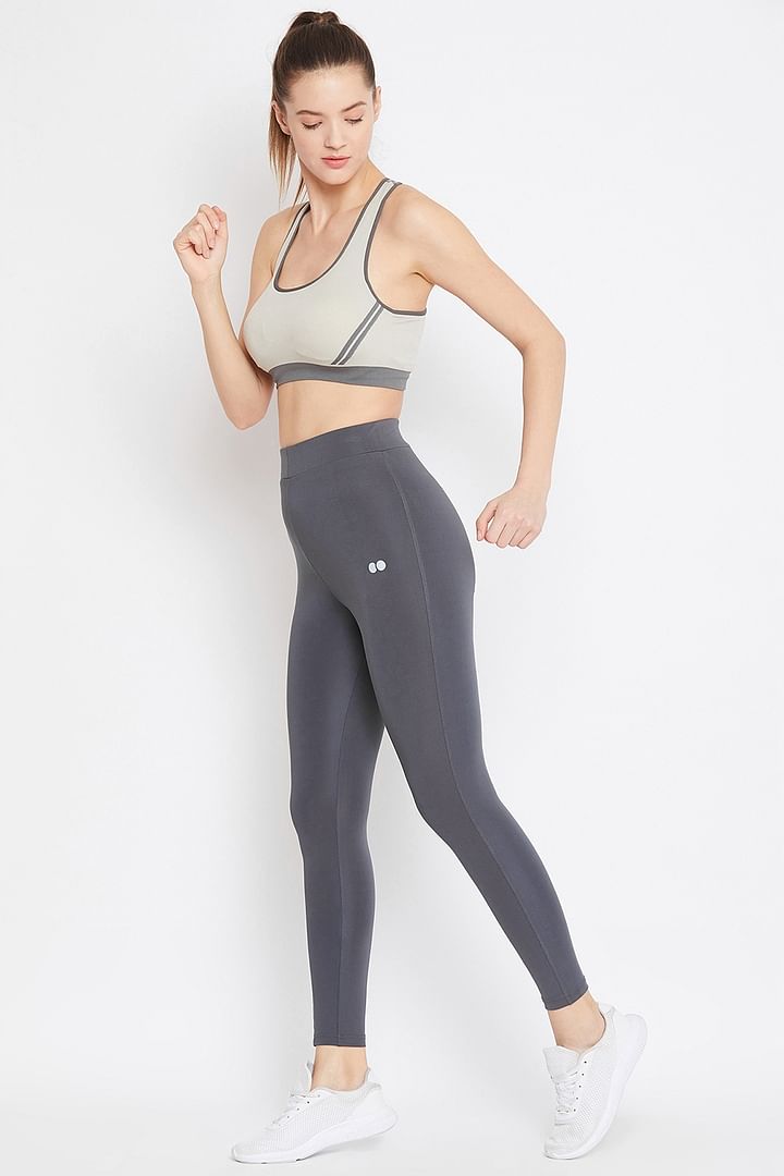 Women's Slim-Fit Fitness Leggings 100 - Mottled Dark Grey | Decathlon