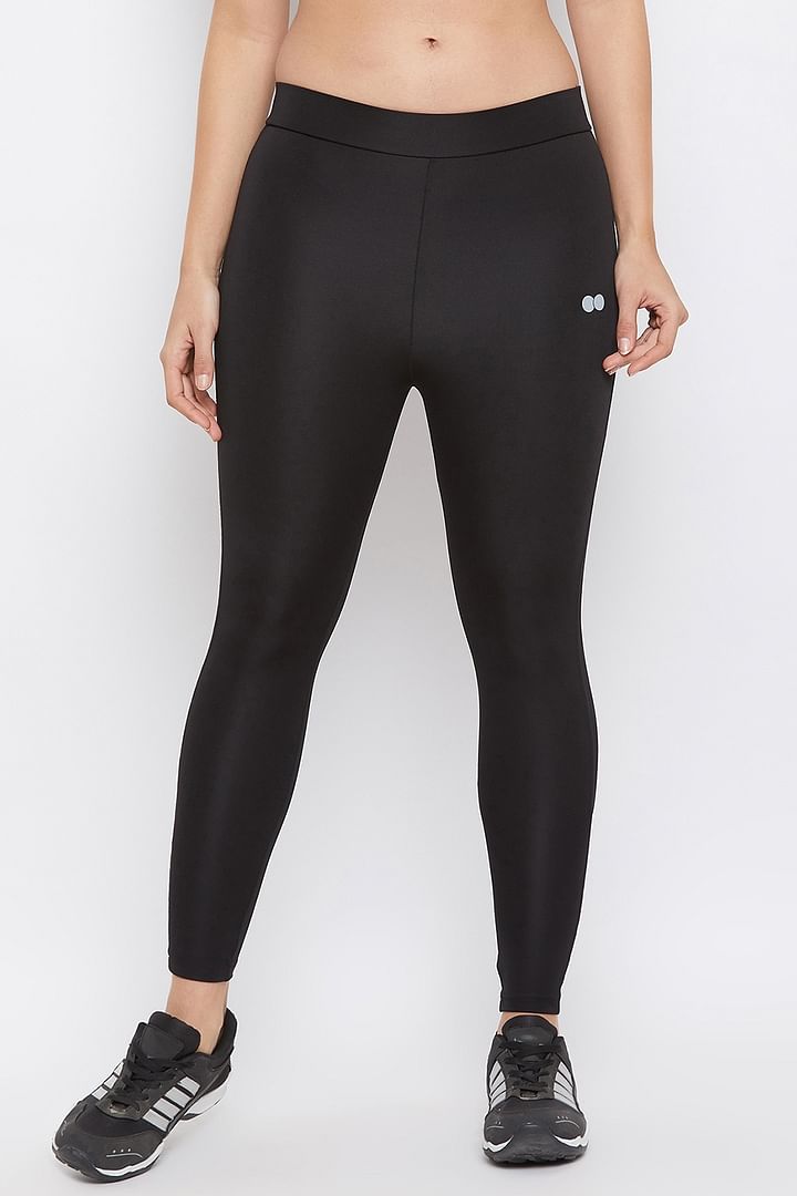 Buy Snug Fit Active Ankle Length Tights in Black Online India