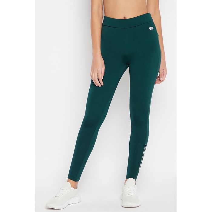 

Clovia Snug Fit High-Rise Active Tights in Forest Green - AB0049P36, Teal