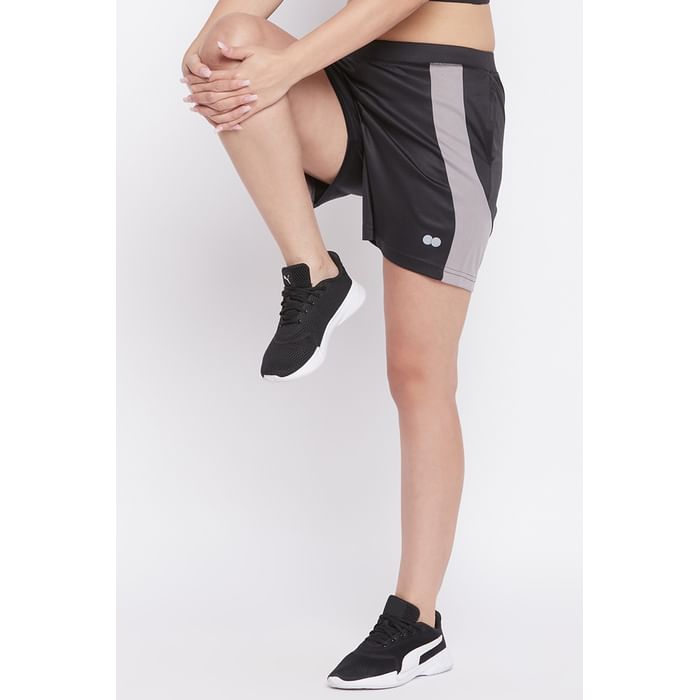 

Clovia Comfort Fit Active Mid Waist Shorts in Black - AB0056Q13