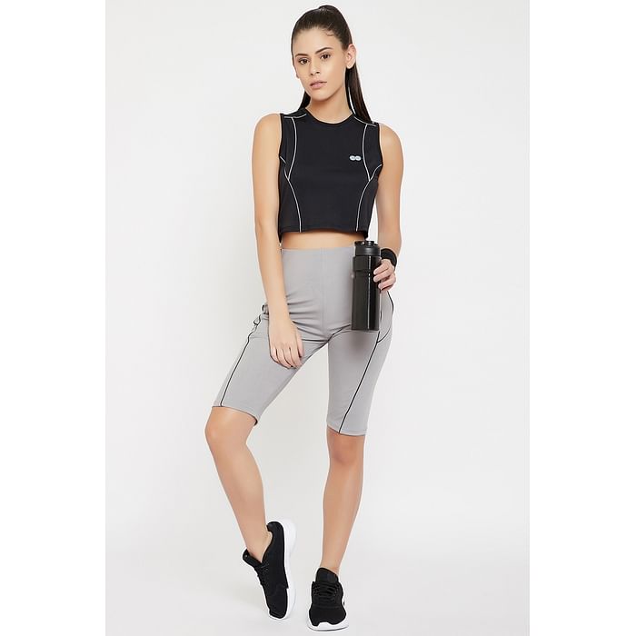 

Clovia Comfort-Fit Active Cycling Shorts in Grey - AB0071P01, Light grey