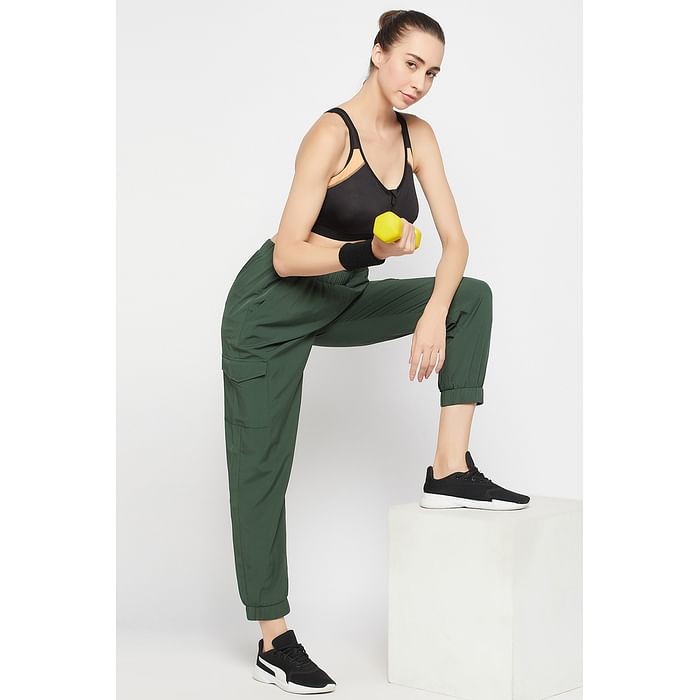 

Clovia Cargo Style Active Track Pants in Pine Green - AB0108P17, Dark green