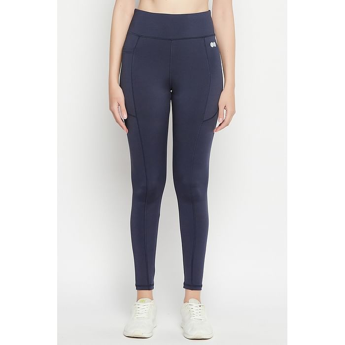 

Clovia High-Rise Active Tights in Navy with Side Pocket - AB5200P08