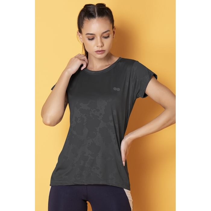 

Clovia Active Printed T-Shirt in Grey - AT0124A01, Light grey
