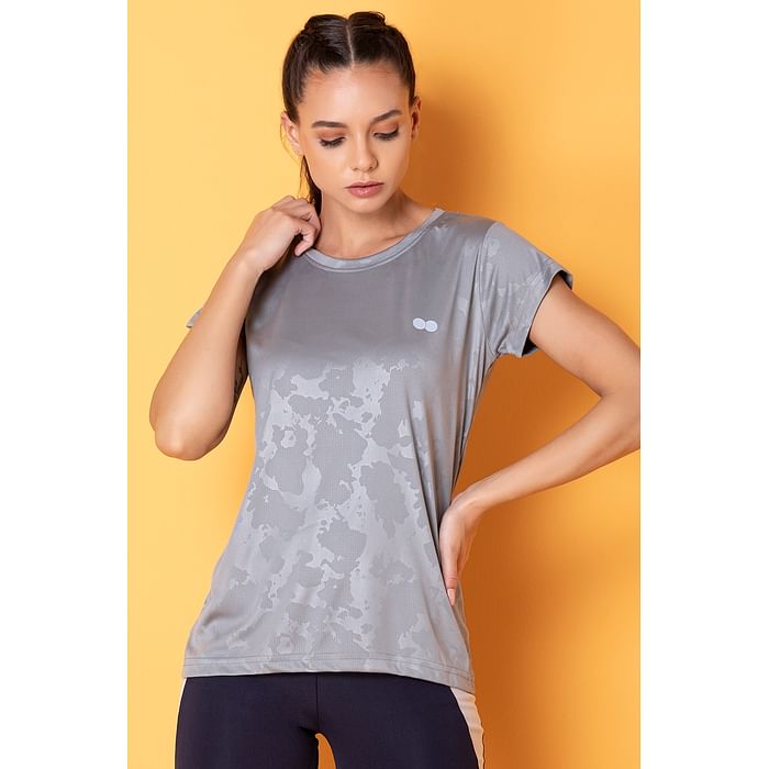 Clovia - Clovia Active Printed T-Shirt in Grey – AT0124A01
