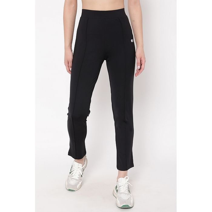 

Clovia Snug Fit High-Rise Active Straight Pants in Black - AB0051P13