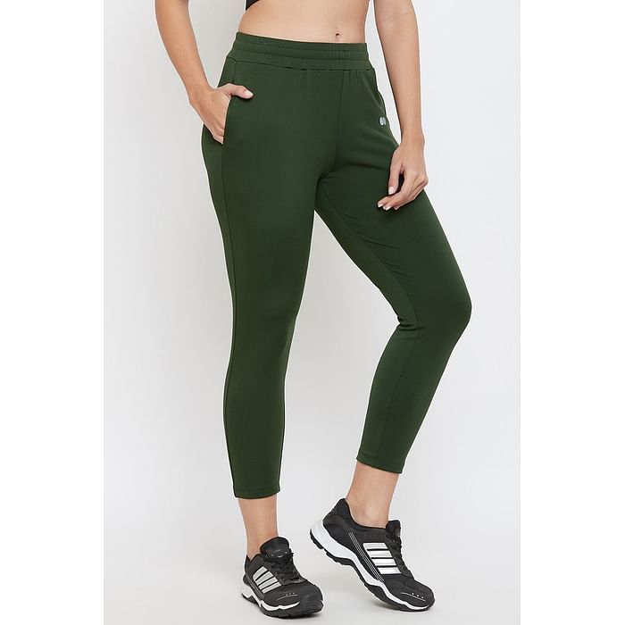 

Clovia Snug Fit High Rise Active Tights in Forest Green with Side Pockets - AB0048A17, Dark green
