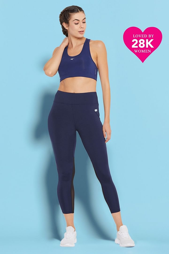 Buy Clovia Activewear Ankle Length Tights & Padded Wirefree Sports Bra Set  - Blue Online