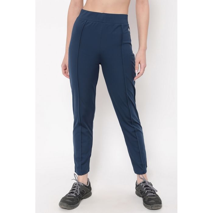 

Clovia Snug Fit High-Rise Active Straight Pants in Blue - AB0051P03, Light blue