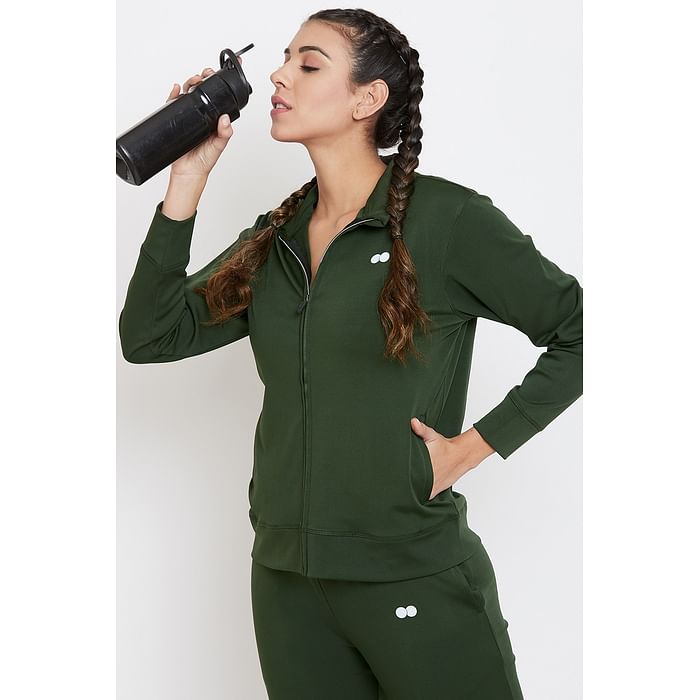 

Clovia Activewear Jacket in Olive Green - AT0131A17, Dark green