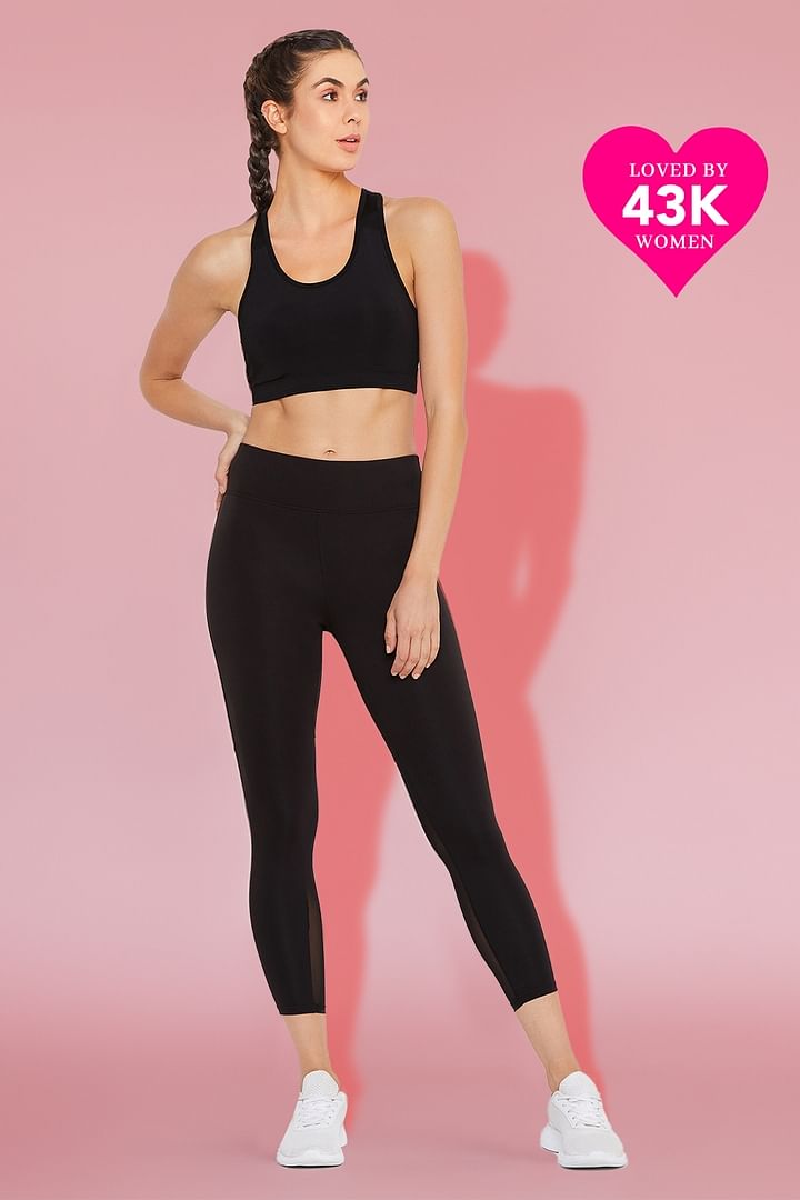 Buy Clovia Snug Fit Active Tights in Black with Reflective Logo in Black  2024 Online