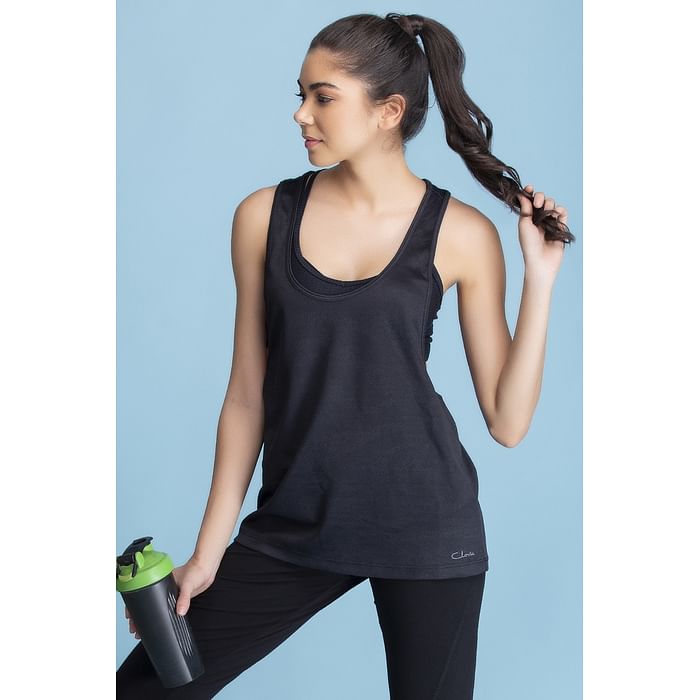 

Clovia Activewear Muscle Tank Top in Black - AT0082P13