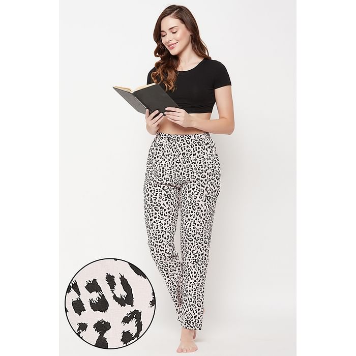 

Clovia Animal Print Pyjama in Nude Colour - 100% Cotton - LB0149D24