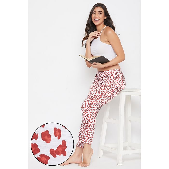 

Clovia Animal Print Pyjama in White - Cotton Rich - LB0176G18