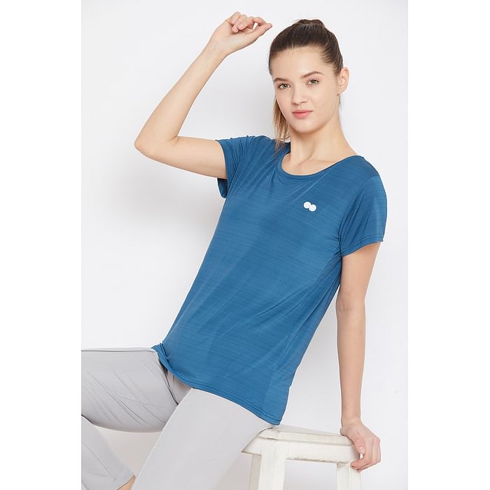 

Clovia Activewear T-shirt in Blue - AT0112A08, Navy