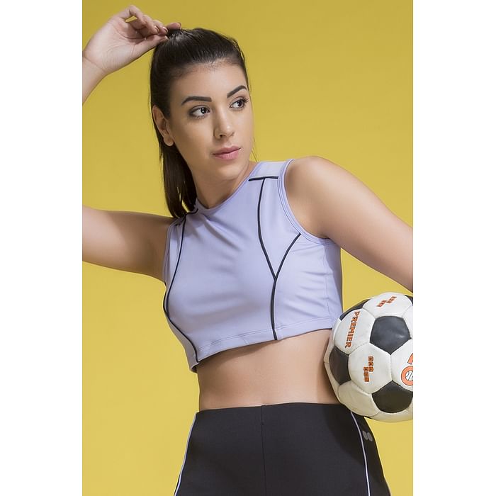 

Clovia Comfort-Fit Active Crop Top in Lilac - AT0153P12, Lavender