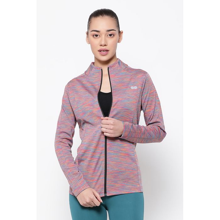 

Clovia Comfort Fit Active Jacket in Multicolour with Melange Effect - AT0171P19