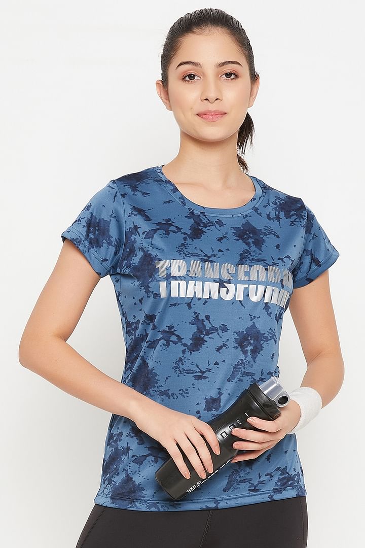Buy Comfort Fit Active Text Print T-shirt in Indigo Blue with Reflective  Sticker Online India, Best Prices, COD - Clovia - AT0179P08