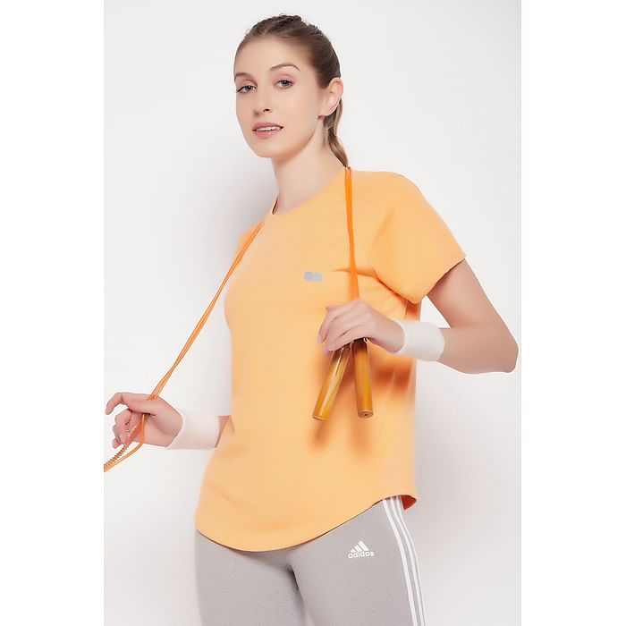 

Clovia Comfort Fit Active T-shirt in Peach Colour - AT0199P34