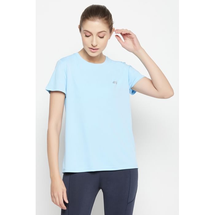 

Clovia Comfort Fit Active T-shirt in Baby Blue - AT5200P03