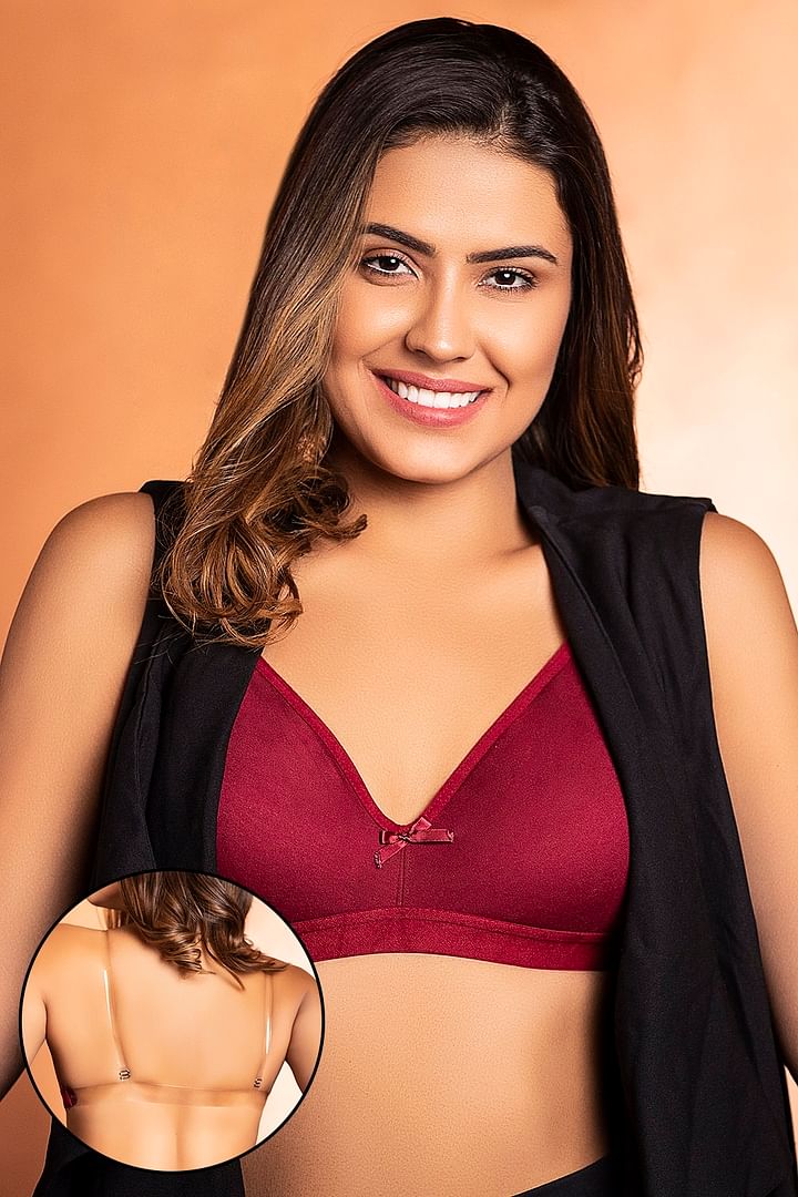 Buy Clovia Padded Underwired Strapless Balconette T-Shirt Nude Bra With  Transparent Straps & Band Online
