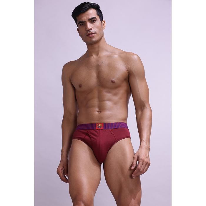 

Clovia John Players Barcelona Champion Cotton Brief in Maroon - JBF029M15, Purple