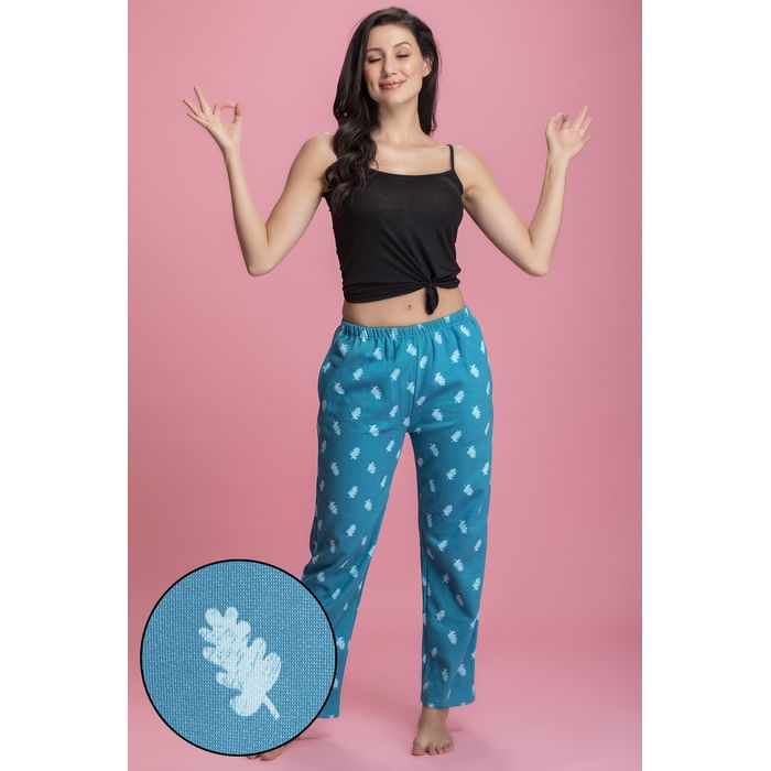 

Clovia Print Me Pretty Pyjama in Turquoise - Fleece - LB0139A03, Light blue