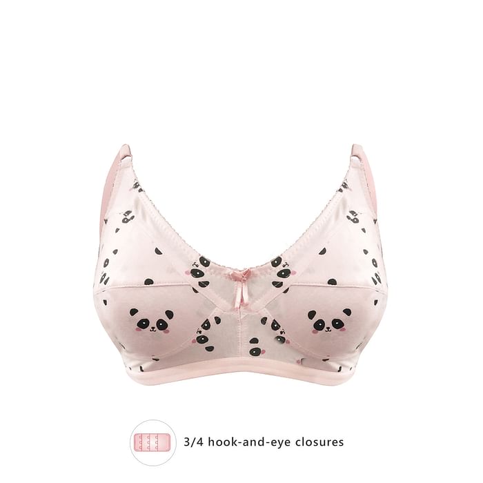 

Clovia Non-Padded Non-Wired Panda Face Print Full Figure Bra in Peach Pink - Cotton Rich - BR0185K22, Light pink