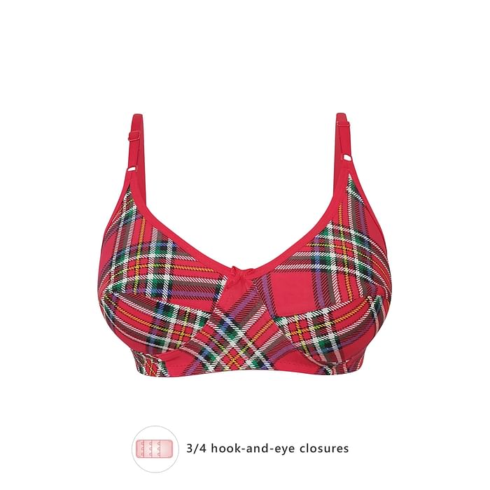 

Clovia Non-Padded Non-Wired Full Cup Checked Bra in Red - Cotton - BR0227A04